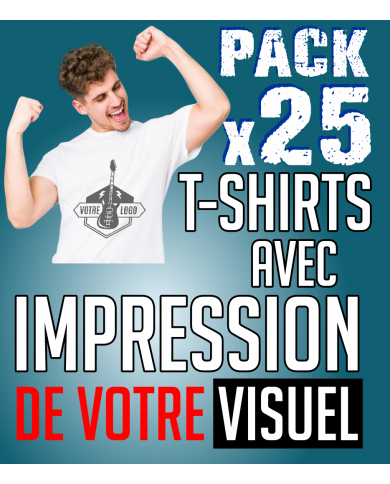PACK 25 T-shirts, impression 1 couleur